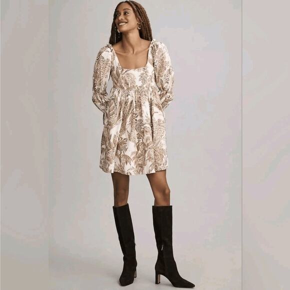 Anthropologie Pilcro Square-Neck Corduroy Babydoll Mini Dress - Picture 2 of 10